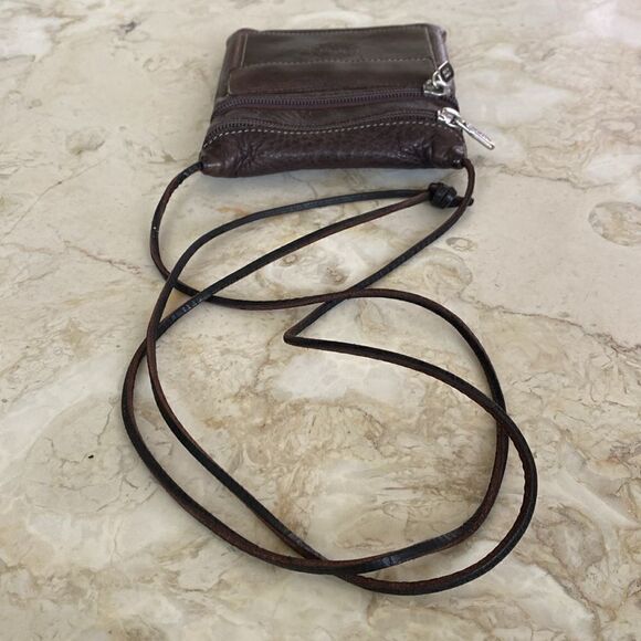 Roots Leather Crossbody Hanging Pouch Mini Bag Passport Holder Vintage - Picture 13 of 14